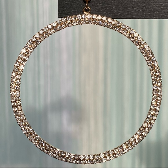 Bebe Large Hoop Diamond Earrings NWT - Picture 3 of 17